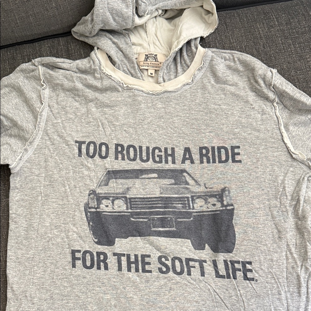 Gray Graphic Hoodie with Car Print